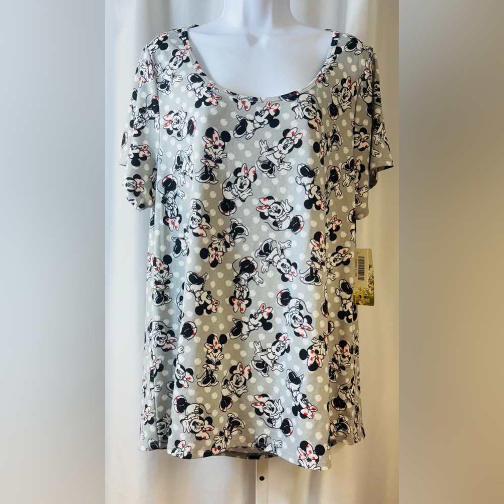 LuLaRoe Gray Minnie Mouse Short Sleeve Tee